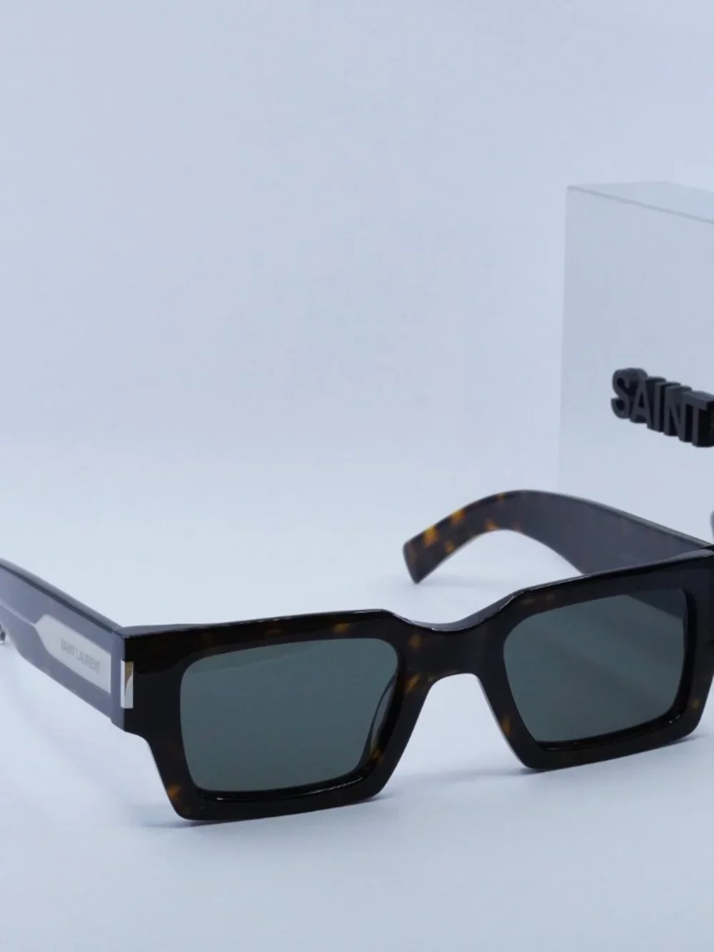 Saint Laurent SL736 001 Square Sunglasses - Dark Havana / Grey